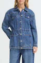 イチ レディース ボトムス デニムパンツ ジャケット ICHIhmianna Denim Jacket WASHED MED BLUE ブルーのサムネイル