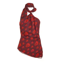 アレキサンダー・マックイーン レディース トップス シャツ ベスト Alexander McQueen Womens Alex Skull Scarf Woven Cami Vest Oxbloodのサムネイル