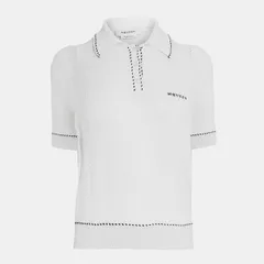 アレキサンダー・マックイーン レディース トップス シャツ Alexander McQueen Womenshort Sleeve Polo Shirt IvoryBlue アイボリーのサムネイル