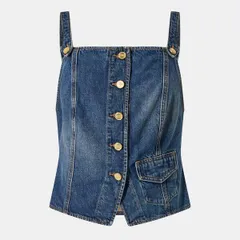 ガニー レディース トップス シャツ ベスト デニム Ganni Womens Washedenim Woven Cami Vest Mid Blue Vntge ブルーのサムネイル