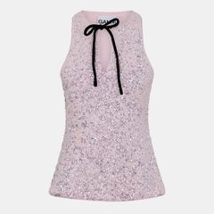 ガニー レディース トップス シャツ メッシュ ベスト Ganni Womensqn Mesh Tank Vest Mauve Chalk チョーク