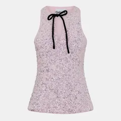 ガニー レディース トップス シャツ メッシュ ベスト Ganni Womensqn Mesh Tank Vest Mauve Chalk チョークのサムネイル