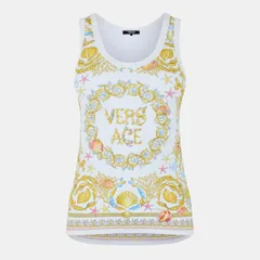 ヴェルサーチ レディース トップス シャツ プリント ベスト ノースリーブ Versace Womens Barocco Printed Sleeveless Tank Vest Eggshellのサムネイル
