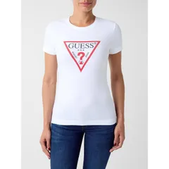 ゲス レディース トップス シャツ スリムフィット Guess Womens Cn Original Hotfix Slim FitShirt Pure White ホワイトのサムネイル