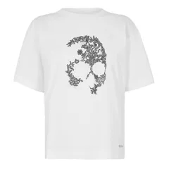 アレキサンダー・マックイーン レディース トップス Tシャツ レース Alexander McQueen Womens Alex Skullace TShirt WhiteBlack ホワイトのサムネイル