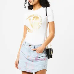 ヴェルサーチ レディース トップス シャツ プリント ロゴ Versace Jeans Couture Printed Logo TShirt WhiteGld G03 ホワイトのサムネイル