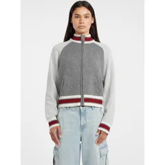 ゲス レディース トップス シャツ ニット Guess Womens Zipped Intarsia Knitted Top Cobblestone Hthのサムネイル
