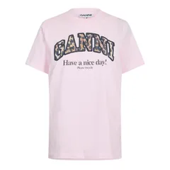 ガニー レディース トップス シャツ グラフィック Ganni Womens Graphic Baby Tee Chalk Pink チョークのサムネイル