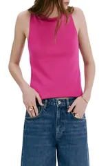 マンゴ レディース トップス シャツ ニット MANGO FineKnit Boat Neck Top FUCHSIA フューシャのサムネイル