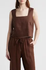 レイルズ レディース トップス シャツ リネン Rails Akira Square Neck Linen Top ESPRESSOのサムネイル