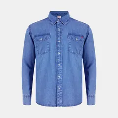 レークーパー メンズ トップス シャツ デニム Lee Cooper Mens Long Sleeve Denim Shirt Mid Wash デニムのサムネイル
