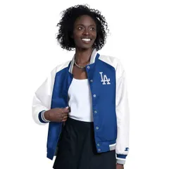 スターター レディース アウター ジャケット・ブルゾン サテン Womenstarter WhiteRoyalos Angeles Dodgers Blitz Varsity Raglan FullSのサムネイル