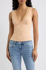 フリーピープル レディース トップス シャツ レース Free People Loved You First Lace Tank PEACHY KEENのサムネイル