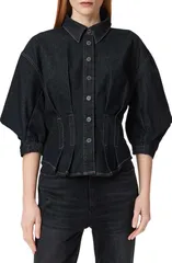 オールセインツ レディース トップス シャツ コットン デニム AllSaints Nancy Cotton Blend Stretch Denim Shirt RINSE WASH INDIGO イのサムネイル