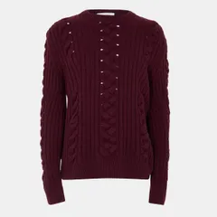 アレキサンダー・マックイーン メンズ アウター ニット・セーター クルーネック Alexander McQueen Mens Alex Cable Knit Structu red Fit Crewのサムネイル