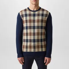 アクアスキュータム メンズ アウター ニット・セーター Aquascutum Check Jumper Navy ネイビーのサムネイル