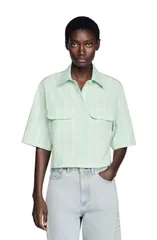 サンドロ レディース トップス シャツ SANDRO Short checked shirt Green ecru エクリュのサムネイル