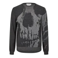 アレキサンダー・マックイーン メンズ アウター ニット・セーター Alexander McQueen Skull Sweater Grey グレーのサムネイル
