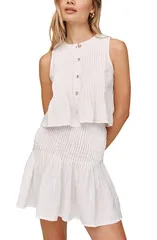ベラダール レディース トップス シャツ ノースリーブ リネン Bella Dahl Pintuck Peplum Sleeveless Linen Shirt WHITE ホワイトのサムネイル