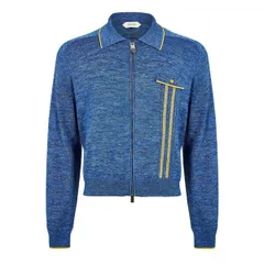 ヴェルサーチ メンズ アウター ニット・セーター Versace Mens Full Zip Knitted Top Skyのサムネイル