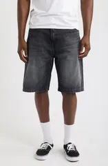 カーハート メンズ ボトムス ハーフパンツ・ショーツ ショートパンツ デニム Carhartt Work In Progress Landon Denim Shorts BLACK DESTROY Wのサムネイル