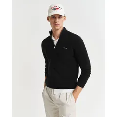 ガント メンズ アウター ニット・セーター ハーフジップ フリース Gant Coton Pique Half Zip Fleece Black ブラックのサムネイル