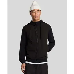 ライルアンドスコット メンズ アウター パーカー・スウェット フルジップ Lyle and Scott Softshell Hybrid Zip Throughoodie Black ブラックのサムネイル
