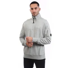 シーピーカンパニー メンズ アウター パーカー・スウェット シャツ フリース CP Company Diagonal Raised Fleece HalfZip Sweatshirt Grey グレーのサムネイル