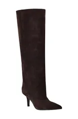 ゲス レディース シューズ ブーツ・レインブーツ GUESS Carolan Pointed Toe Knee High Boot Women DARK BROWN ブラウンのサムネイル