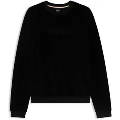 ボス メンズ アウター パーカー・スウェット シャツ Boss Hugo Velour Sweatshirt 10275198 01 Black ブラックのサムネイル