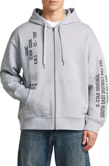 ジースター メンズ アウター パーカー・スウェット グラフィック GSTAR Stencil Graphic Relaxed Full Zip Hoodie LIGHT GREY HTR グレーのサムネイル