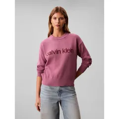 カルバンクライン レディース アウター カーディガン クルーネック グラフィック Calvin Klein Jeans Womens Graphicrew Neck Jumper Bordeauxのサムネイル