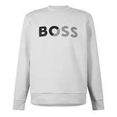 ボス メンズ アウター パーカー・スウェット シャツ コットン ロゴ Boss Mensalbo Logo Cotton Long Sleeve Crew Sweatshirt Lt Pas Greyのサムネイル