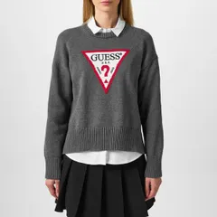 ゲス レディース アウター カーディガン クルーネック ニット Guess Womens Triangle Knitted Crew Neck Jumper Cobbleston Hthrのサムネイル