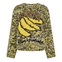 ガニー レディース アウター ニット・セーター クルーネック Ganni Womens Handknitted Crew Neck Jumper Blazing Yellow イエローのサムネイル