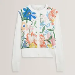 テッドベーカー レディース アウター カーディガン プリント Ted Baker Ted Baker Printed Button Through Cardigan Ivory アイボリーのサムネイル