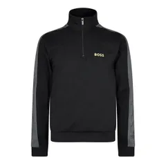 ボス メンズ アウター パーカー・スウェット ハーフジップ フリース Boss Mens Quarter Zip Fleece BlackGold 001 ブラックのサムネイル