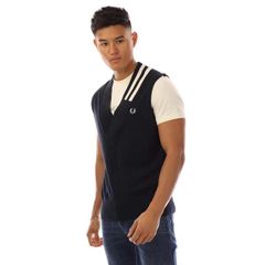 フレッドペリー メンズ アウター パーカー・スウェット Vネック Fred Perry VNeck Broken Tipped Tank Top Navy ネイビー