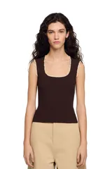 サンドロ レディース トップス シャツ ニット SANDRO Crochet detail knitop Brown ブラウンのサムネイル