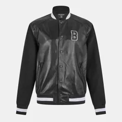 バルマン メンズ アウター ジャケット・ブルゾン ロゴ Balmain Mens Logo PressStud Varsity Jacket Black ブラックのサムネイル
