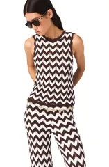 マージュ レディース トップス シャツ maje Zigzag crochetop Brownwhite ホワイトのサムネイル