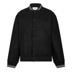 メゾンキツネ メンズ アウター ジャケット・ブルゾン Maison Kitsune Mens Varsity Teddy Blouson Jacket Black ブラックのサムネイル