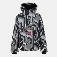 ナパピリ メンズ アウター ジャケット・ブルゾン プリント Napapijri Mens All Over Print Weatheresistant Rain Anorak Black AOP ブラのサムネイル