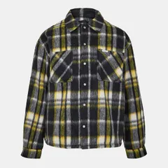 リプレゼント メンズ アウター ジャケット・ブルゾン シャツ Represent Mens Check ButtonThrough Structu red Overshirt Jet Black ブラのサムネイル