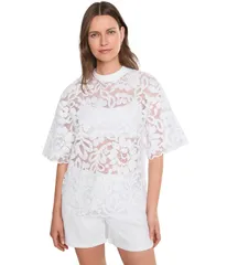 オールセインツ レディース トップス シャツ レース AllSaints Amelie Lace Tee Optic White ホワイトのサムネイル