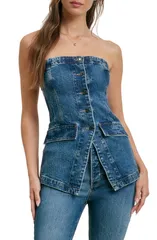フェイバリット ドーター レディース トップス シャツ ストラップレス デニム Favorite Daughter The Phoebe Strapless Denim Bustier Top RESのサムネイル