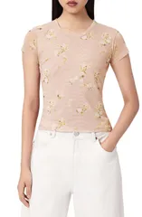 オールセインツ レディース トップス シャツ メッシュ AllSaints Ellie Mesh TShirt EMPOLI POPINK ピンクのサムネイル