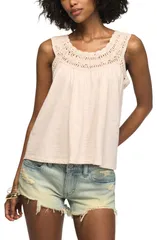 ラッキーブランド レディース トップス シャツ Lucky Brand Crochetrim Swing Tank SILVER PEONY シルバーのサムネイル