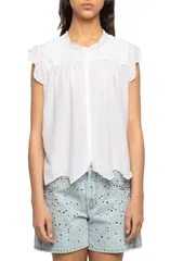 ザディグ エ ヴォルテール レディース トップス シャツ レーストリム レース Zadig Voltaire Tika Lace Trim Flutter Sleeve Top JUDOのサムネイル