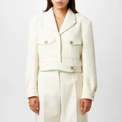 ジバンシー レディース アウター ジャケット・ブルゾン ツイード クロップド GIVENCHY Womens Cropped Tweed Long Sleeve Hybrid Jacket Ecruのサムネイル